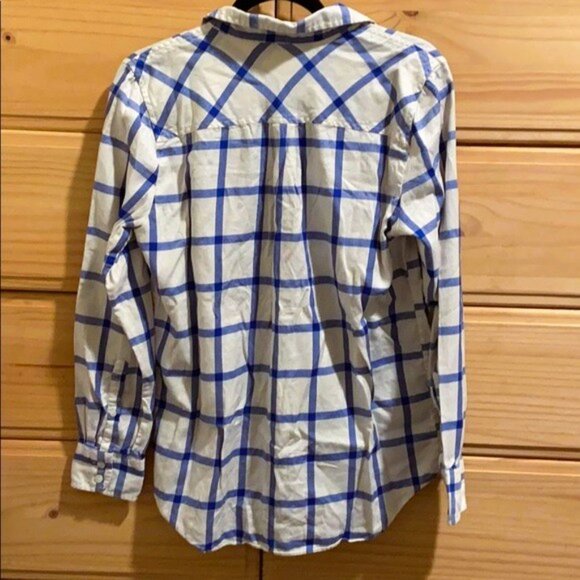J. Crew sz M Boyfriend Fit Button Down White Blue Shirt - Picture 3 of 6
